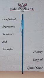 Conquest Walking Staff 52''/ STA CQT 002/Hickory round 1''/Blue/Paracord & Compass - Image 2
