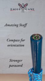 Conquest Walking Staff 52''/ STA CQT 002/Hickory round 1''/Blue/Paracord & Compass - Image 3