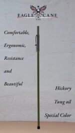 Conquest Walking Staff 52''/STA CQT 005/ Hickory Round 1''/ Green/Paracord & Compass - Image 2