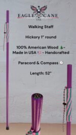 Hickory walking staff 52" with paracord grip and built-in compass