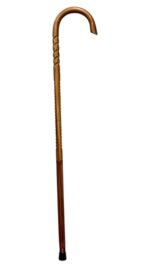 Hickory 1'' Round 38'5''-Inside Cut Horn-Grips-Rumble-Strike Edge-Natural-MO 038-Walking Cane