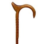 Hickory 1''Round/Falcon Horn/Wings Palm Rest/ Grips/Shark's Teeth/ Natural/38''/MR 017/ Walking Cane - Image 2