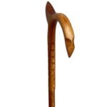 Hickory 1''Round/Falcon Horn/Wings Palm Rest/ Grips/Shark's Teeth/ Natural/38''/MR 017/ Walking Cane - Image 3